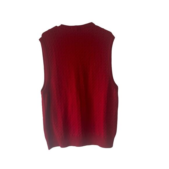 Tricots St Raphael Vintage 90s Men's Size Medium Pure Wool Red Sweater Vest - Picture 5 of 7